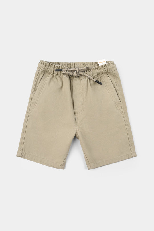 Boys Cotton Twill Shorts - Brown
