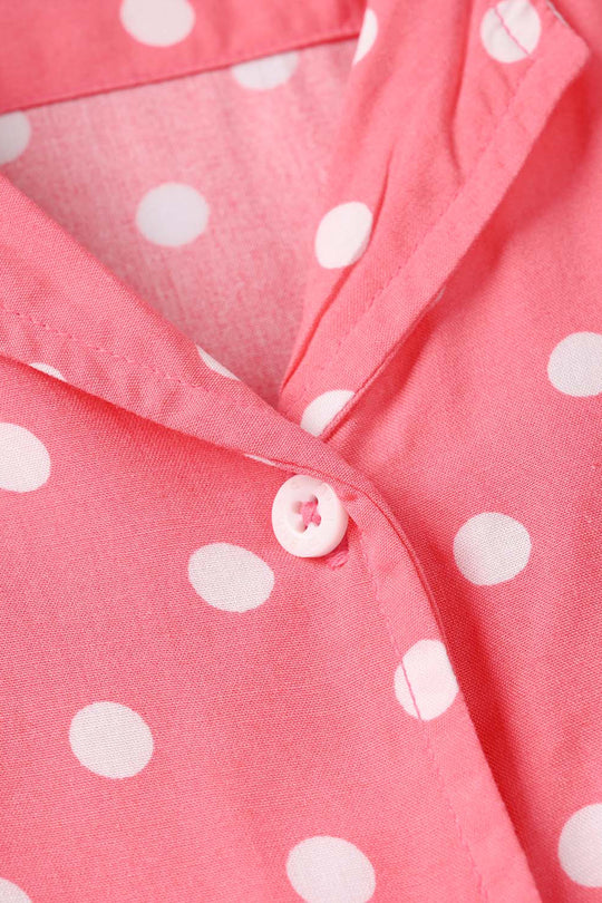 Girls Viscose Nightwear (Polka Dot) - Pink
