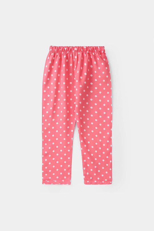 Girls Viscose Nightwear (Polka Dot) - Pink