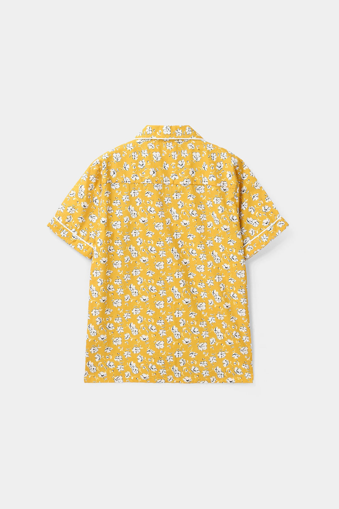 Girls Cotton Nightwear White Floral - Mustard