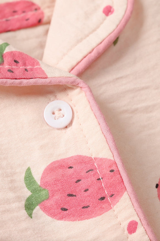 Girls Viscose Nightwear (Strawberry) - Light Pink