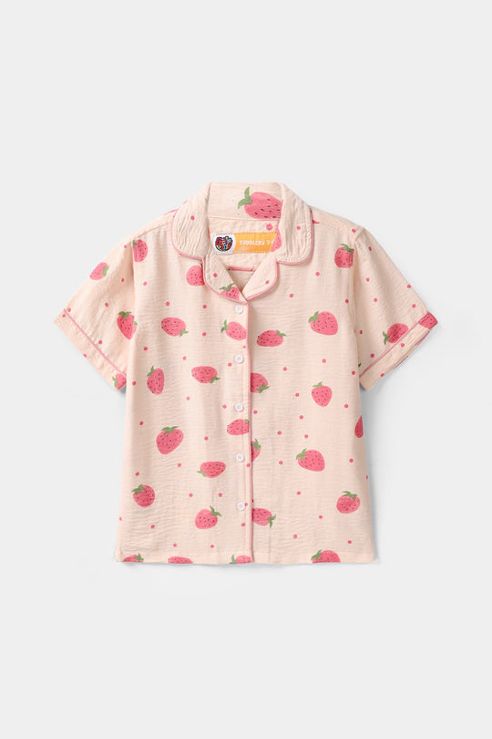 Girls Viscose Nightwear (Strawberry) - Light Pink