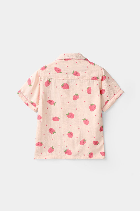 Girls Viscose Nightwear (Strawberry) - Light Pink