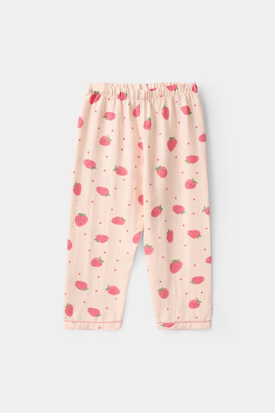Girls Viscose Nightwear (Strawberry) - Light Pink