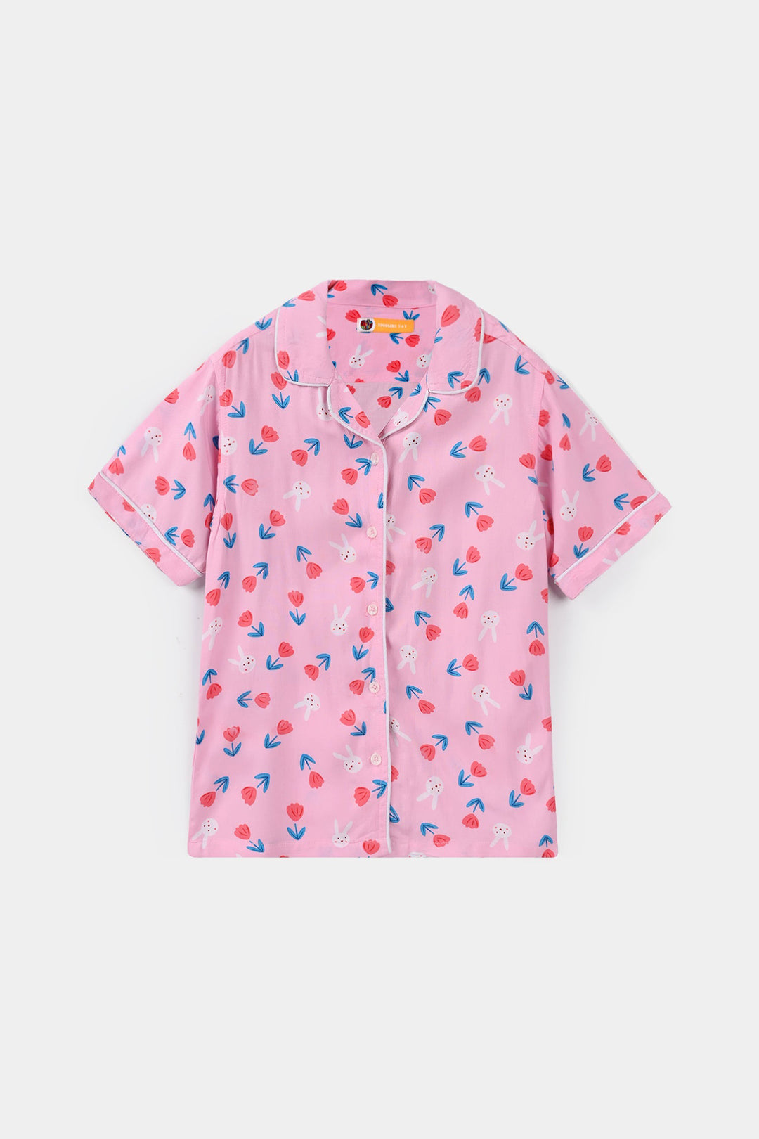 Girls Viscose Nightwear (Rabbit & Flower) - Pink