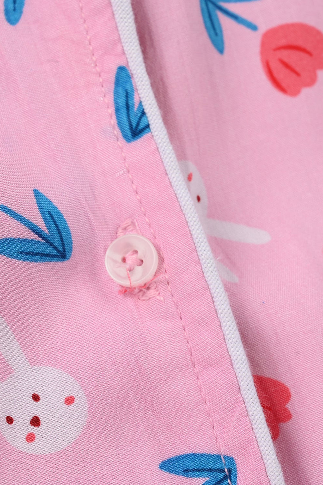 Girls Viscose Nightwear (Rabbit & Flower) - Pink