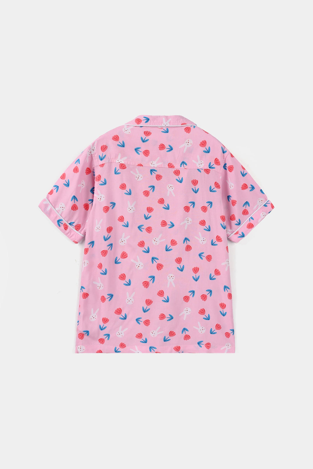 Girls Viscose Nightwear (Rabbit & Flower) - Pink