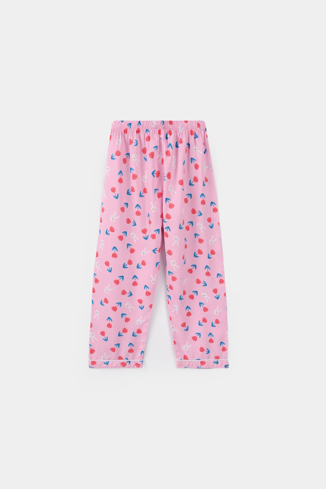 Girls Viscose Nightwear (Rabbit & Flower) - Pink