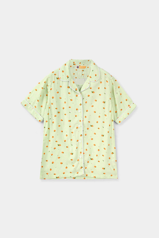 Girls Viscose Nightwear (Strawberries) - Light Green