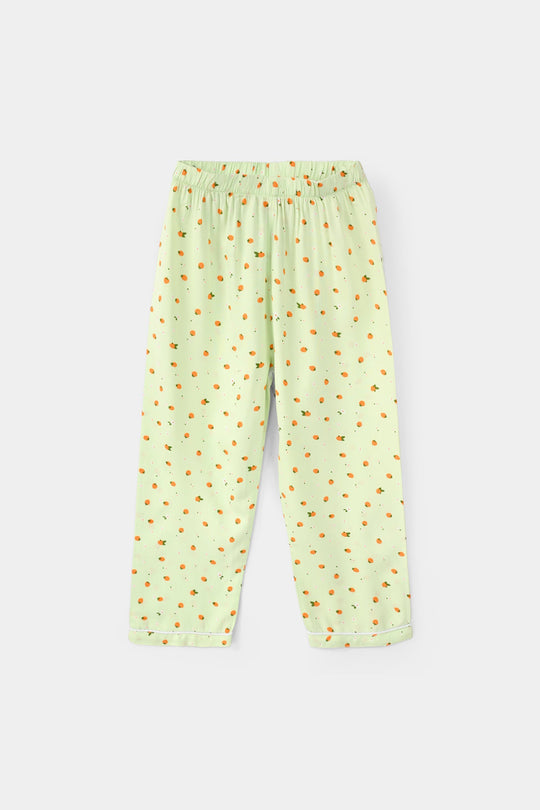 Girls Viscose Nightwear (Strawberries) - Light Green