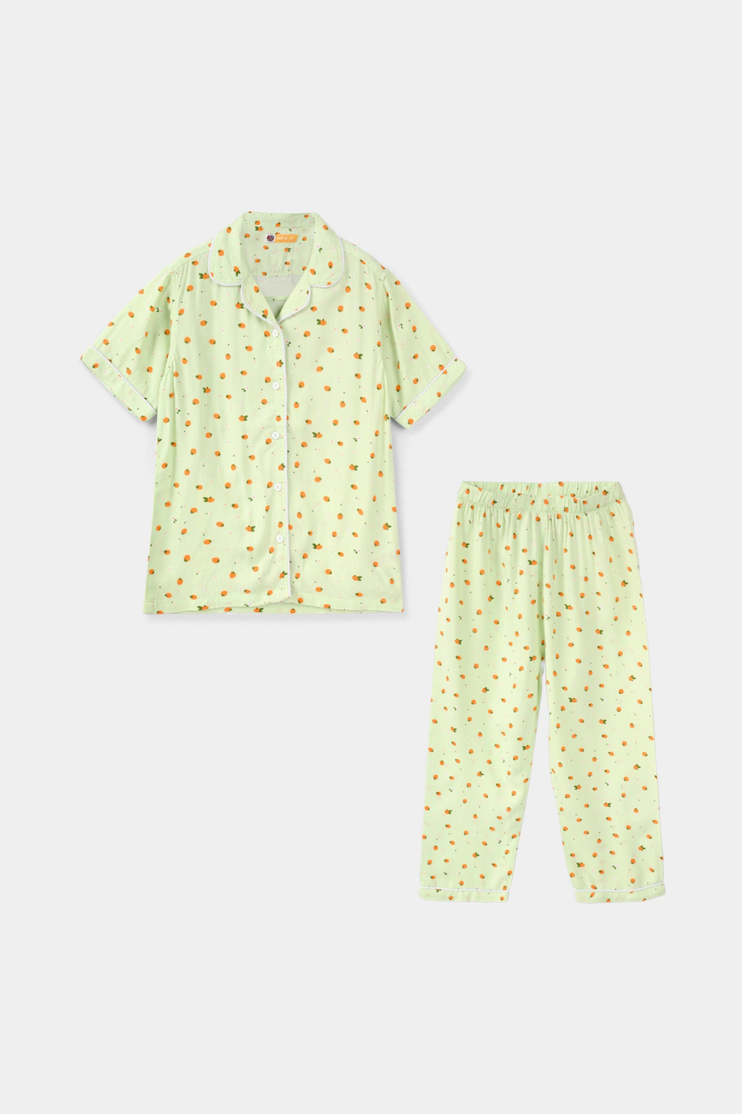 Girls Viscose Nightwear (Strawberries) - Light Green