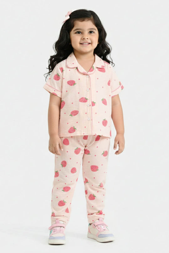 Infant Girls Viscose Nightwear (Strawberry) - Light Pink