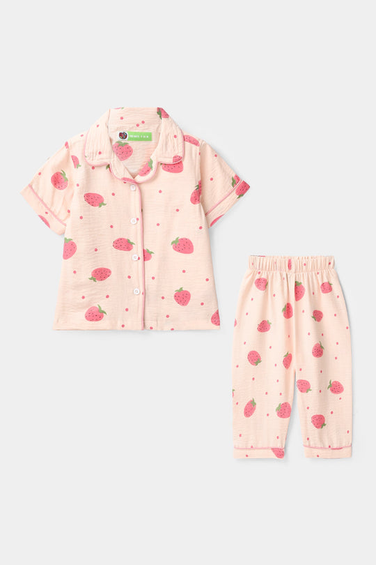 Infant Girls Viscose Nightwear (Strawberry) - Light Pink