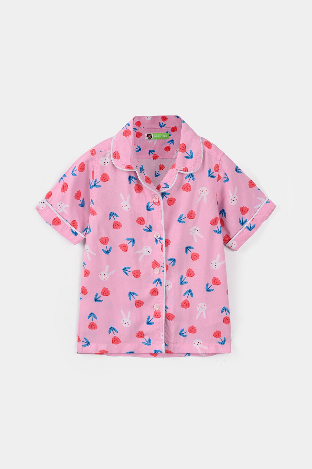 Infant Girls Viscose Nightwear (Rabbit & Flower) - Pink