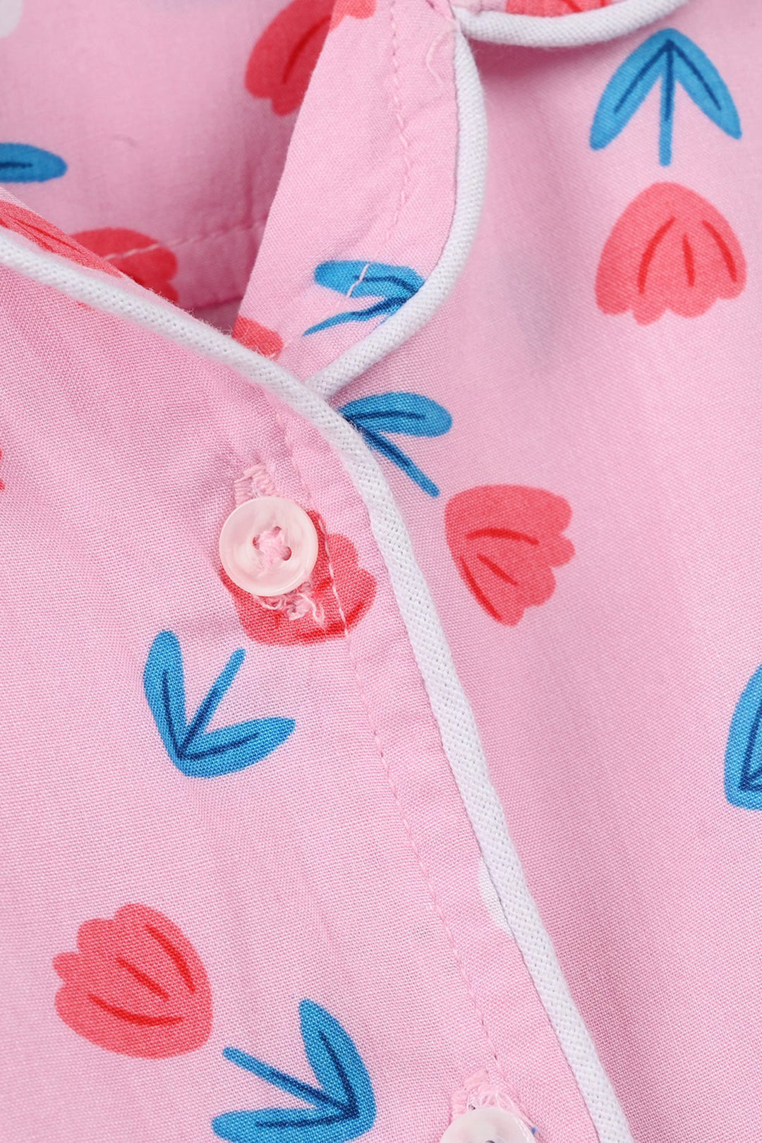 Infant Girls Viscose Nightwear (Rabbit & Flower) - Pink