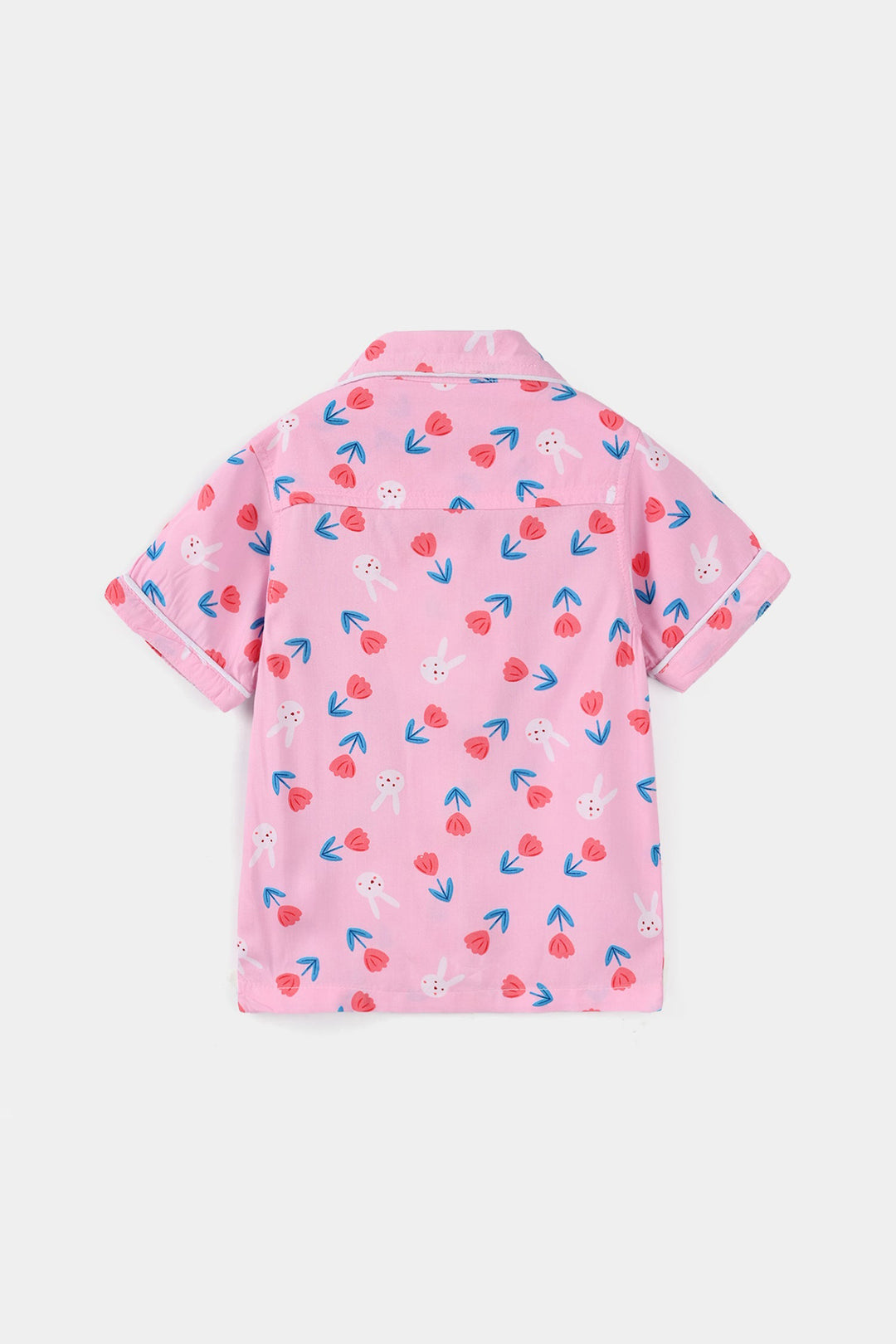 Infant Girls Viscose Nightwear (Rabbit & Flower) - Pink