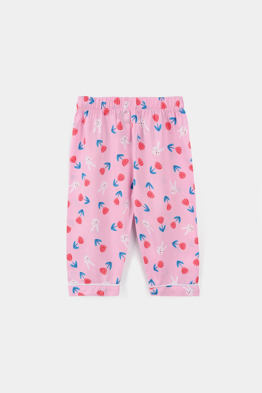 Infant Girls Viscose Nightwear (Rabbit & Flower) - Pink