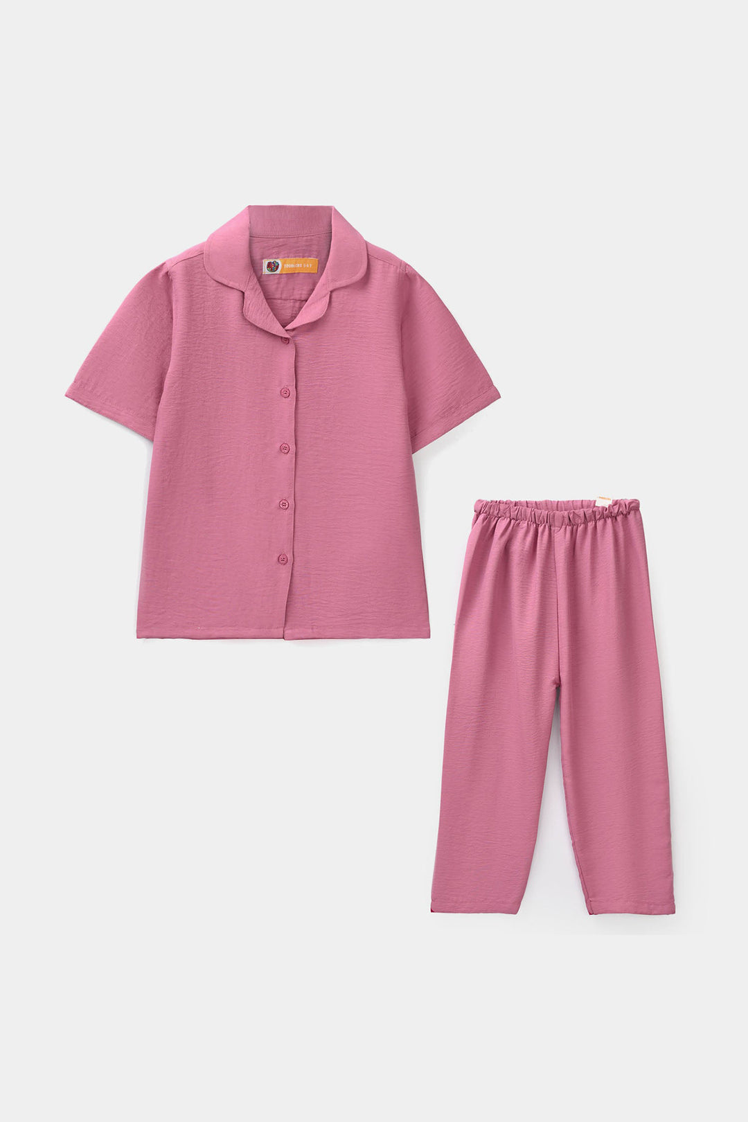 Girls Viscose Woven Basic Night Suit – Pink