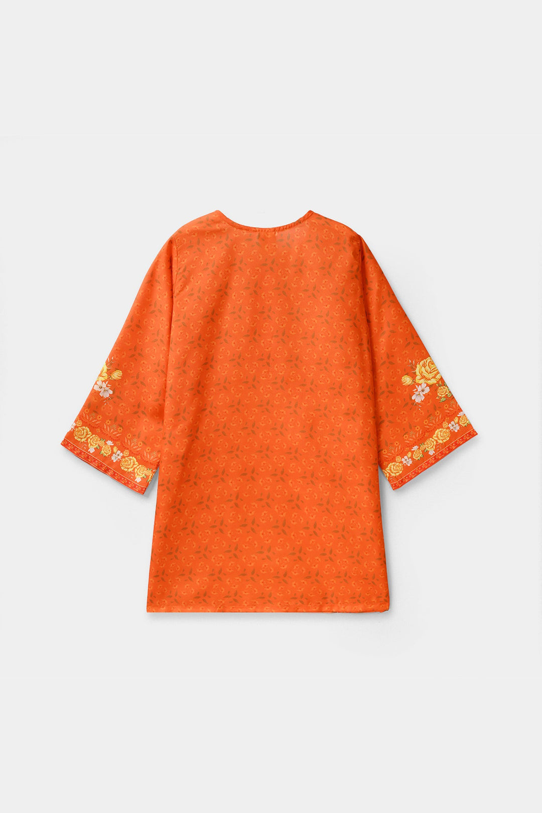 Girls Poly Cambric Printed Kurti - Orange
