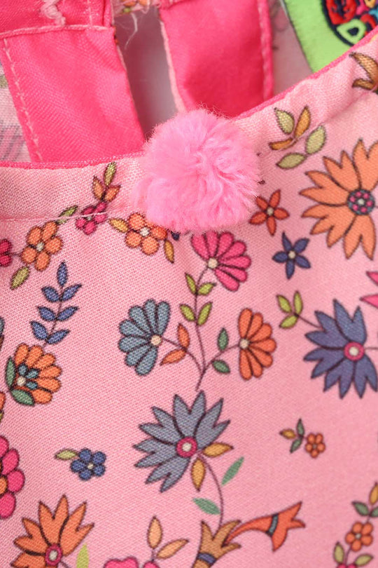 Infant Girls Poly Cambric Printed Kurti - Pink