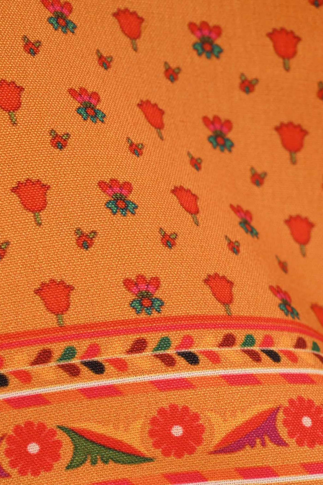 Infant Girls Poly Cambric Printed Kurti - Yellow