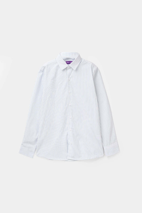 Boys Yarn Dyed Formal Shirt (Blue Stripe)
