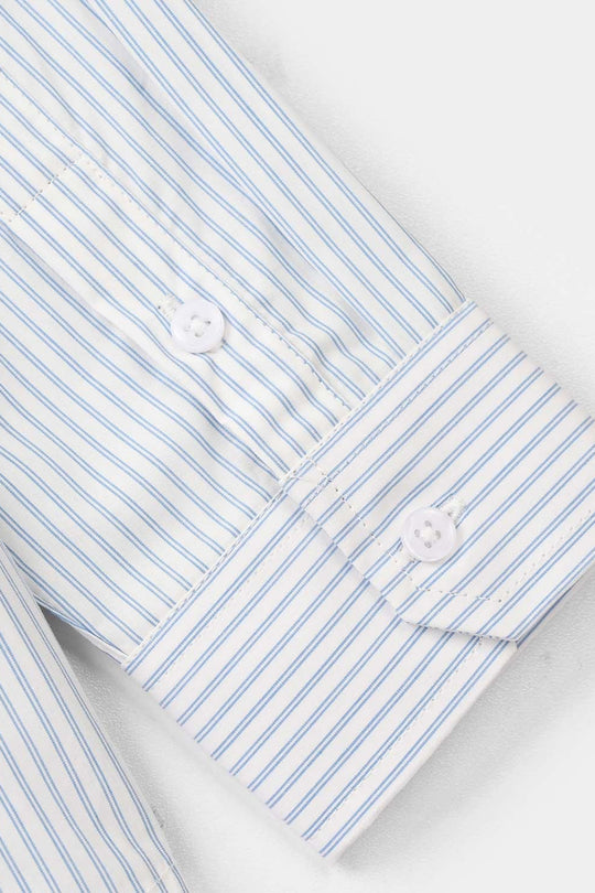 Boys Yarn Dyed Formal Shirt (Blue Stripe)