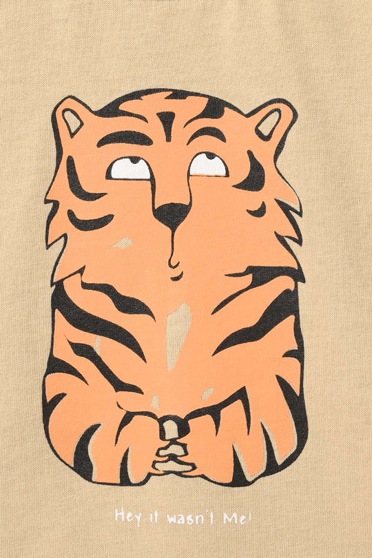 Infant Boys Cotton Jersey T-Shirt Tiger - Warm Sand