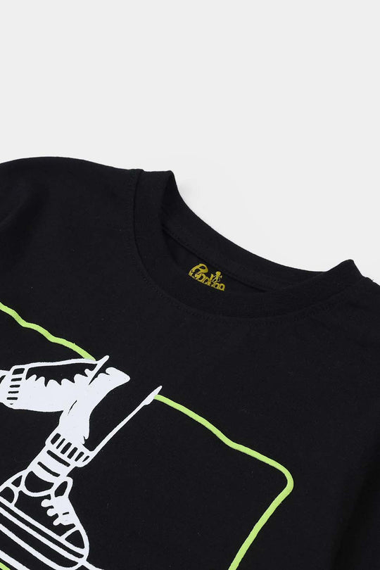 Boys Cotton Jersey T-Shirt (SHRED THE STREETS) - Jet Black