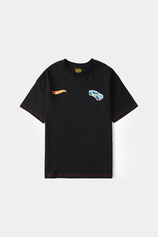 Boys Cotton Jersey T-Shirt (Hot Wheels) - Jet Black