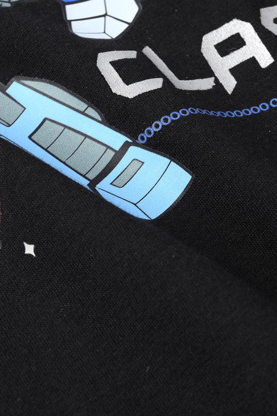 Boys Cotton Jersey T-Shirt (COSMIC CLASH) - Jet Black