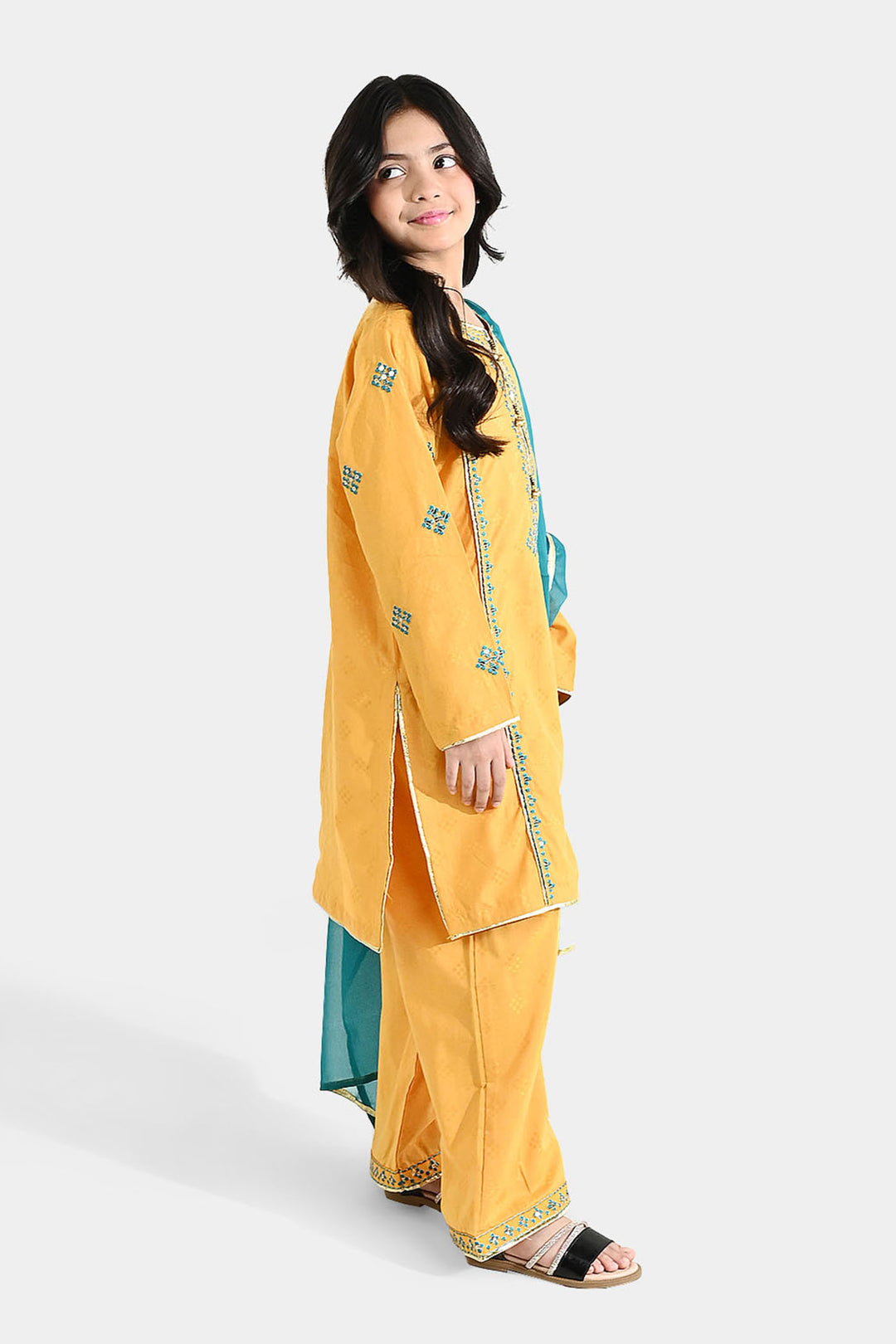 Girls Jacquard 3Pcs (Ishq) - Yellow