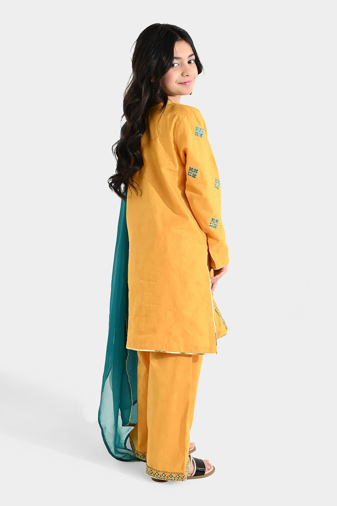 Girls Jacquard 3Pcs (Ishq) - Yellow