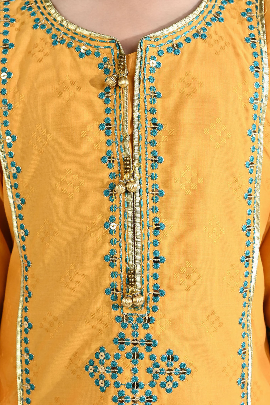 Girls Jacquard 3Pcs (Ishq) - Yellow