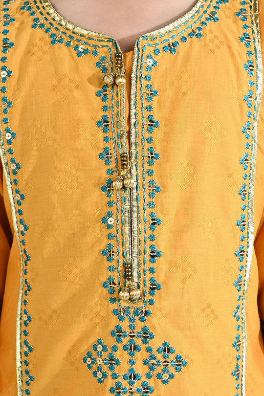 Girls Jacquard 3Pcs (Ishq) - Yellow