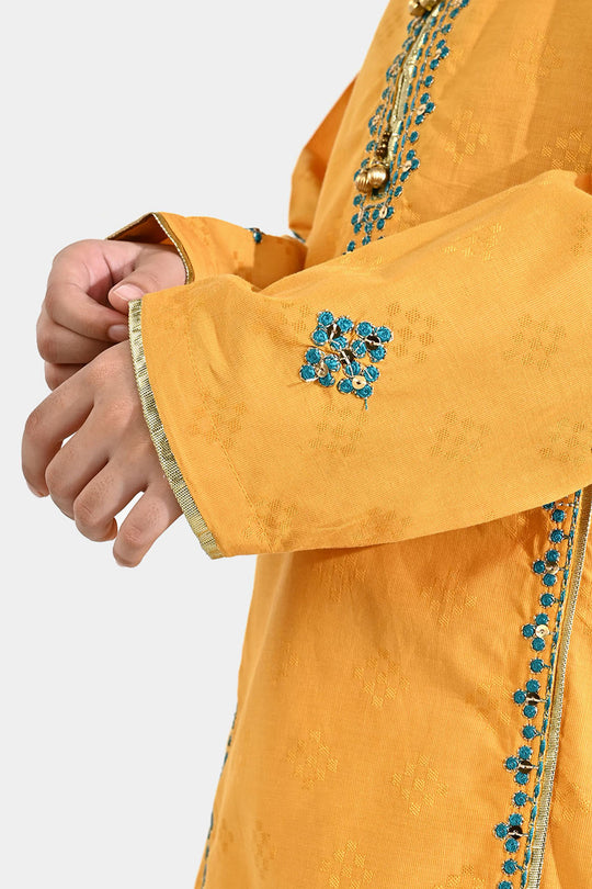 Girls Jacquard 3Pcs (Ishq) - Yellow