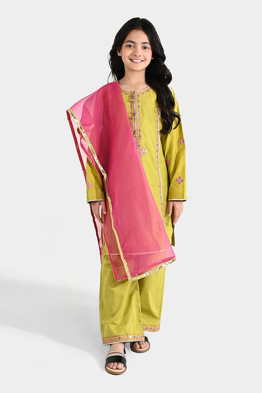 Girls Jacquard 3Pcs (Ishq) - Green
