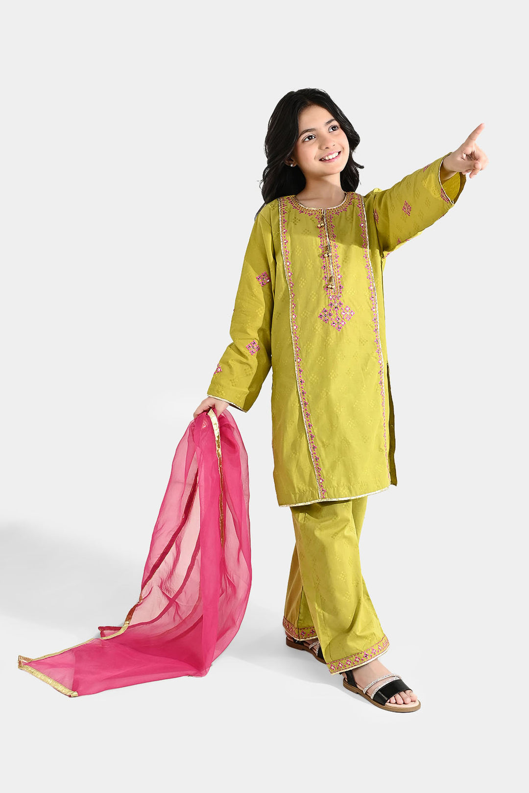 Girls Jacquard 3Pcs (Ishq) - Green