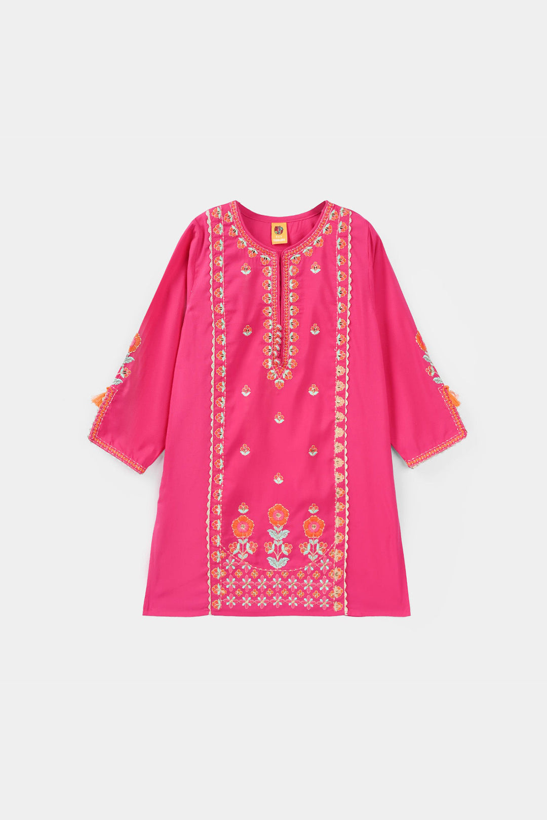 Girls Poly Cambric 3Pcs (Rangeen) – Shocking Pink