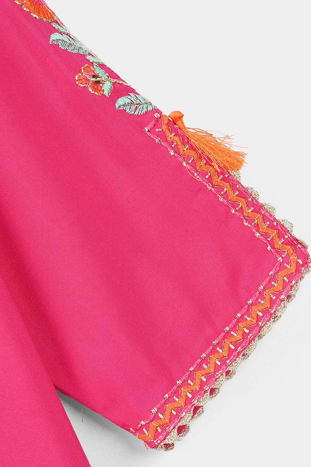 Girls Poly Cambric 3Pcs (Rangeen) – Shocking Pink