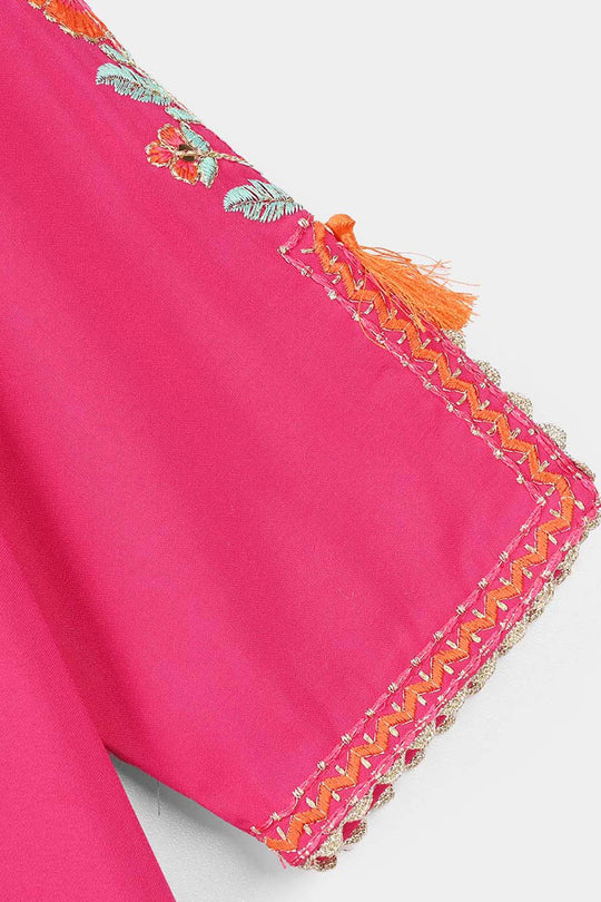 Girls Poly Cambric 3Pcs (Rangeen) – Shocking Pink