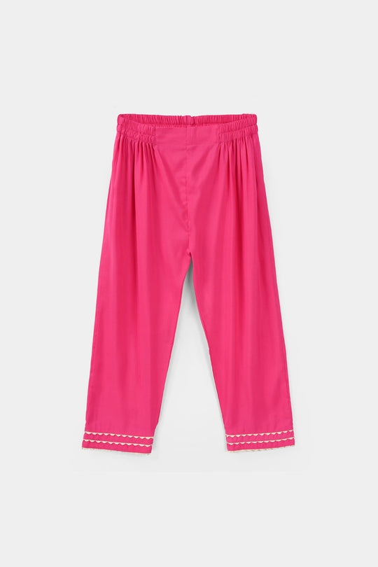 Girls Poly Cambric 3Pcs (Rangeen) – Shocking Pink