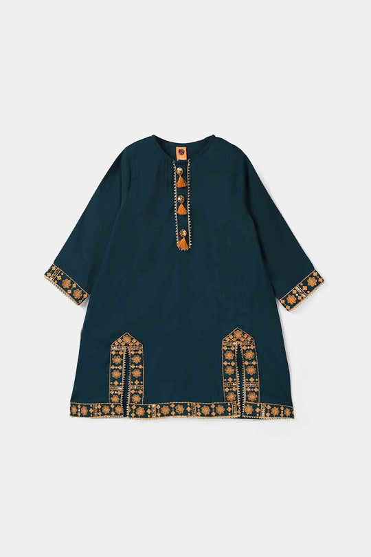 Girls Poly Cambric 3Pcs - Teal Green