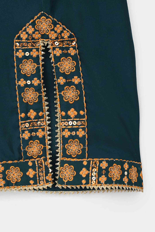 Girls Poly Cambric 3Pcs - Teal Green