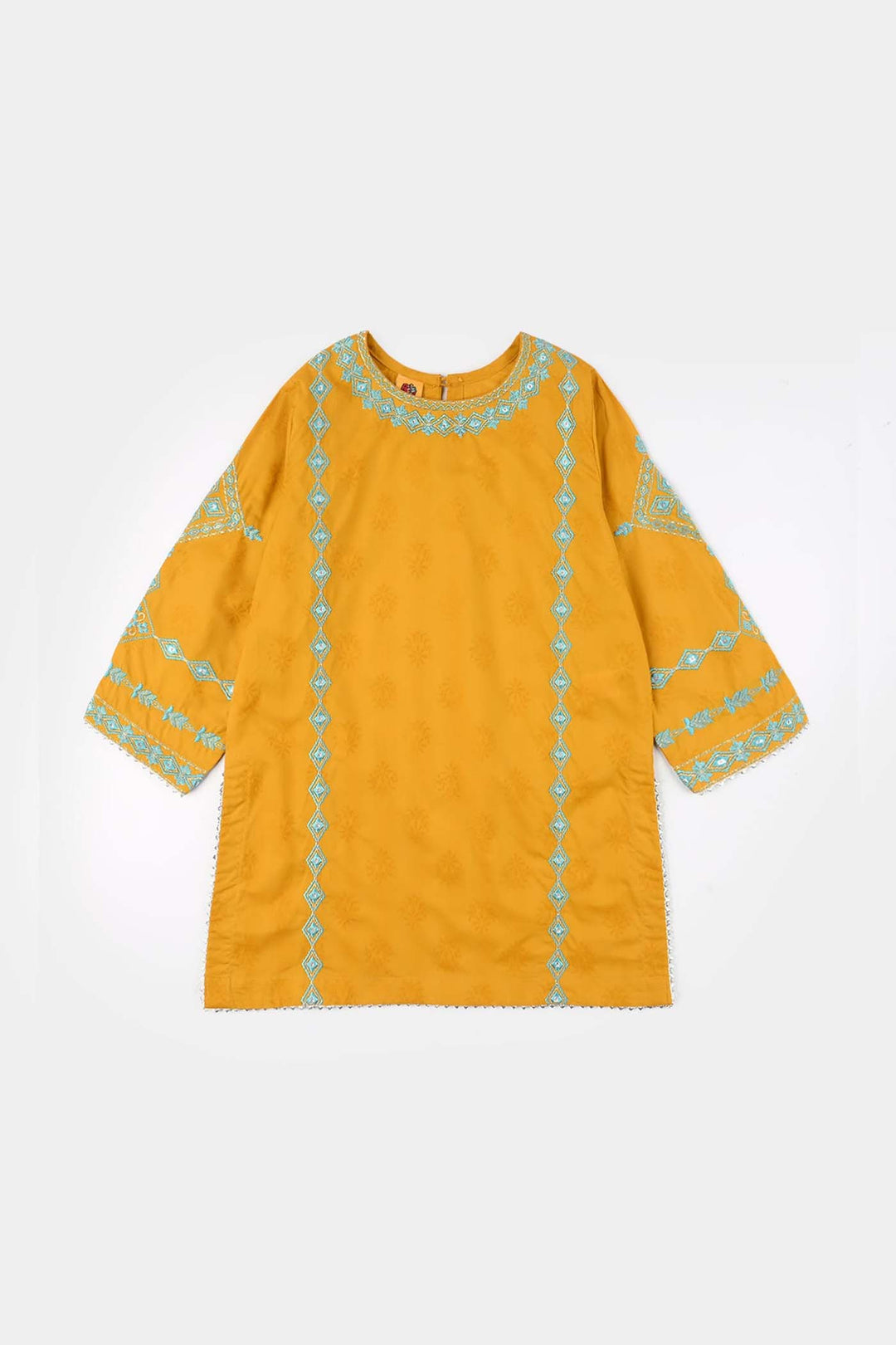 Girls Jacquard 3Pcs (Noor) - Mustard