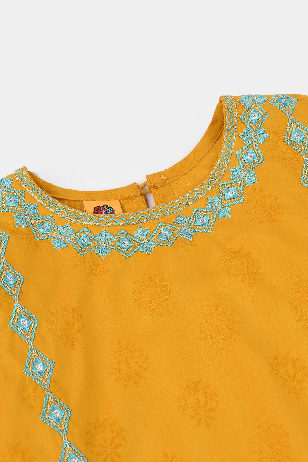 Girls Jacquard 3Pcs (Noor) - Mustard