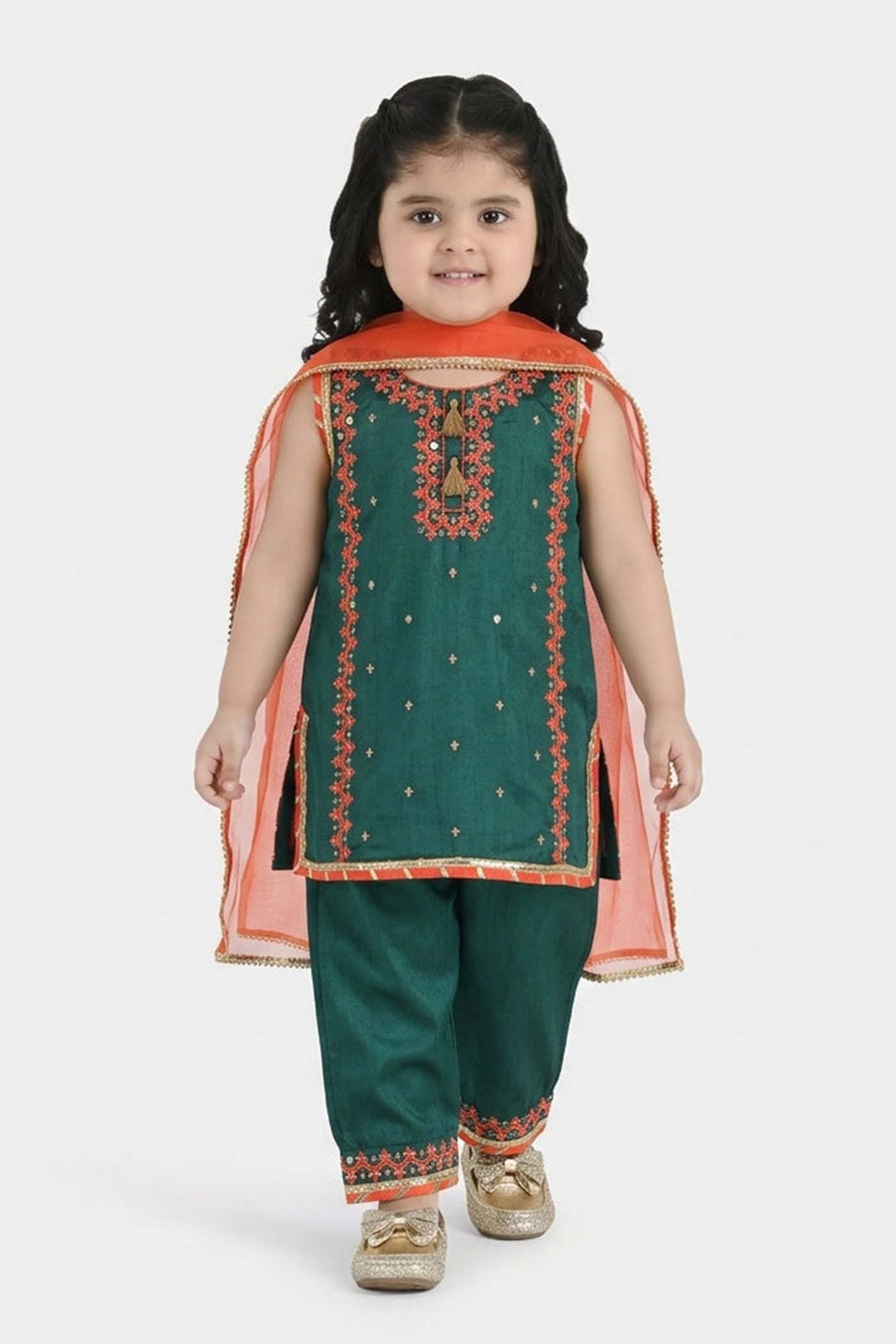 Infant Girls Raw Silk 3-Piece Set (Naqsh)