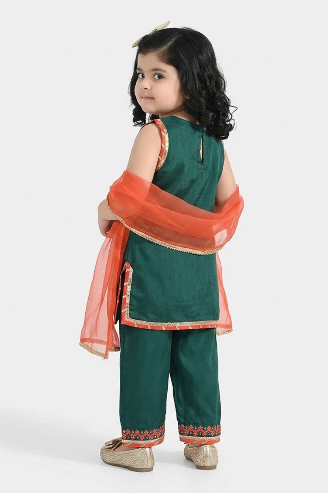 Infant Girls Raw Silk 3-Piece Set (Naqsh)