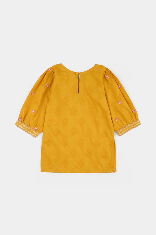 Infant Girls Jacquard 2Pcs Suit (Norani) - Mustard