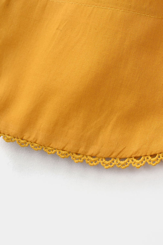 Girls Cotton Poplin Embroidered 2Pcs Yaad - Mustard
